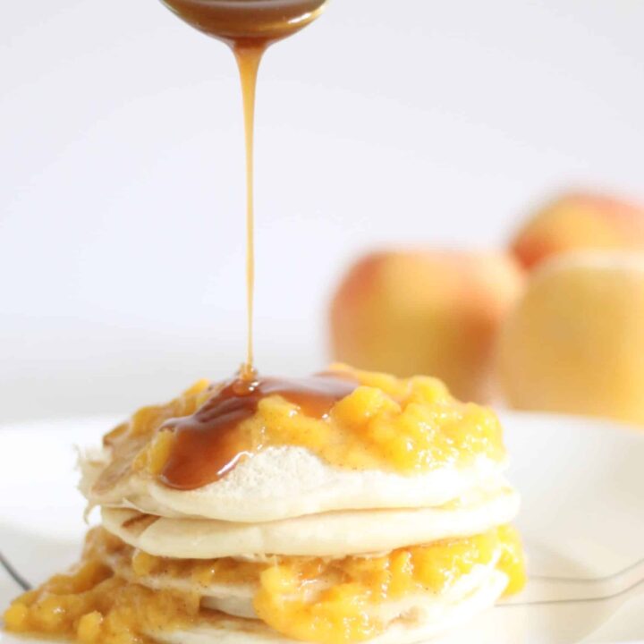 Spiced Peach and Caramel Pancakes