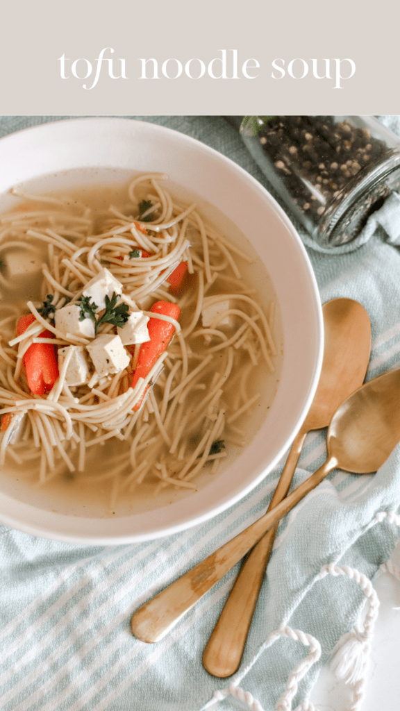 hearty tofu noodle soup image
